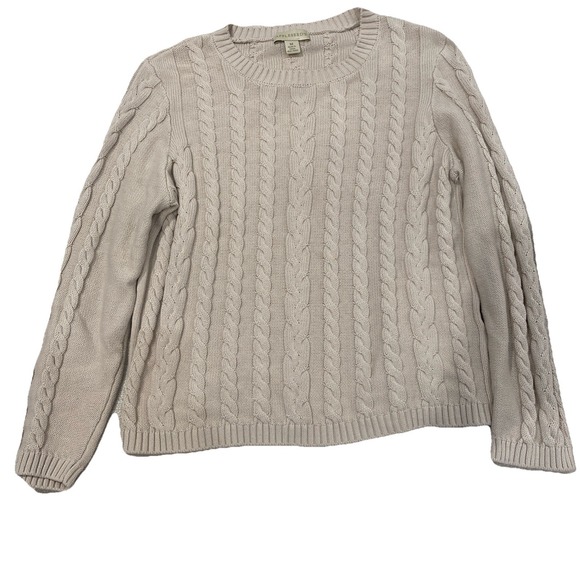 Appleseed's Sweaters - Apple seed cable knit Sweater women's medium beige crewneck fisherman